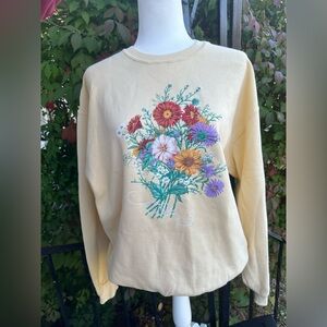 Jerzees Yellow flower crewneck Sweatshirt